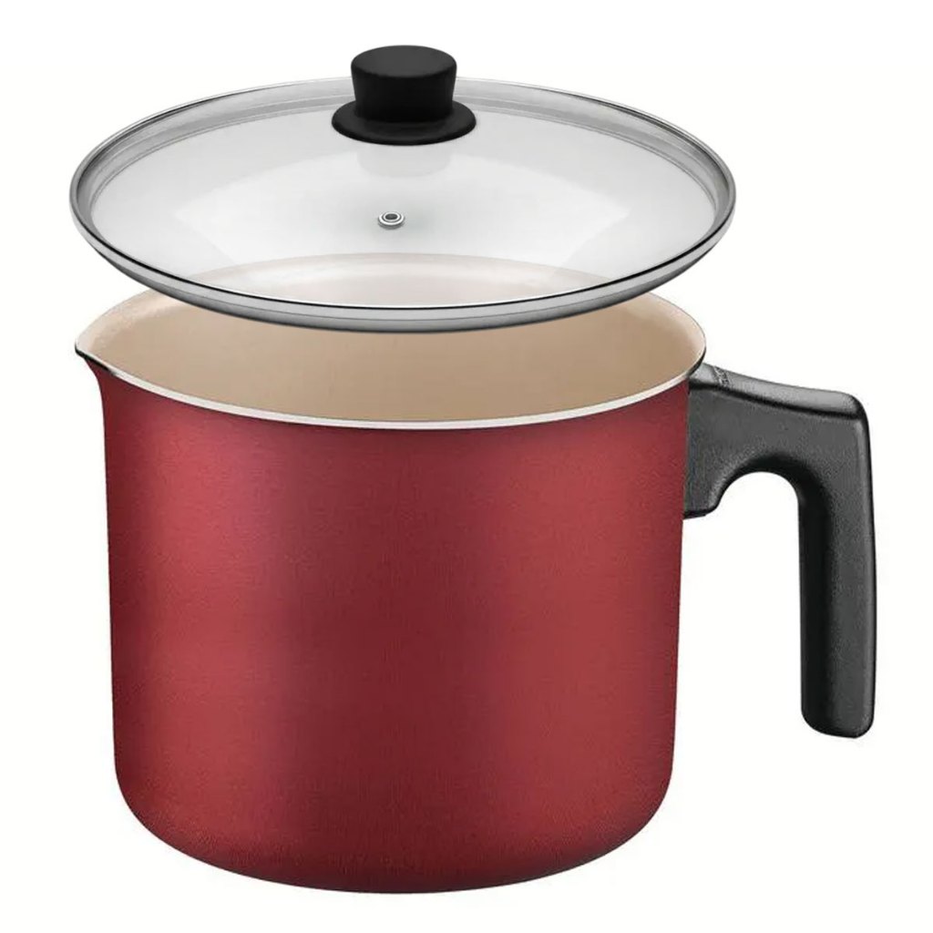 Fervedor 1,7 Litros Com Tampa 14cm Tramontina Turim Vermelho Com Revestimento Antiaderente