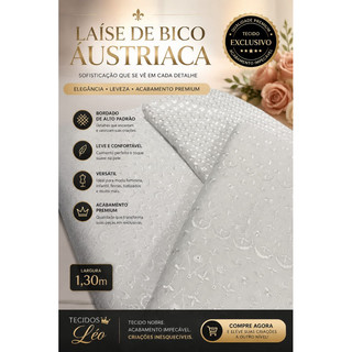 Tecido Laise Austríaca Bordada | Largura 1,30 | 70% Poliéster 30% Algodão