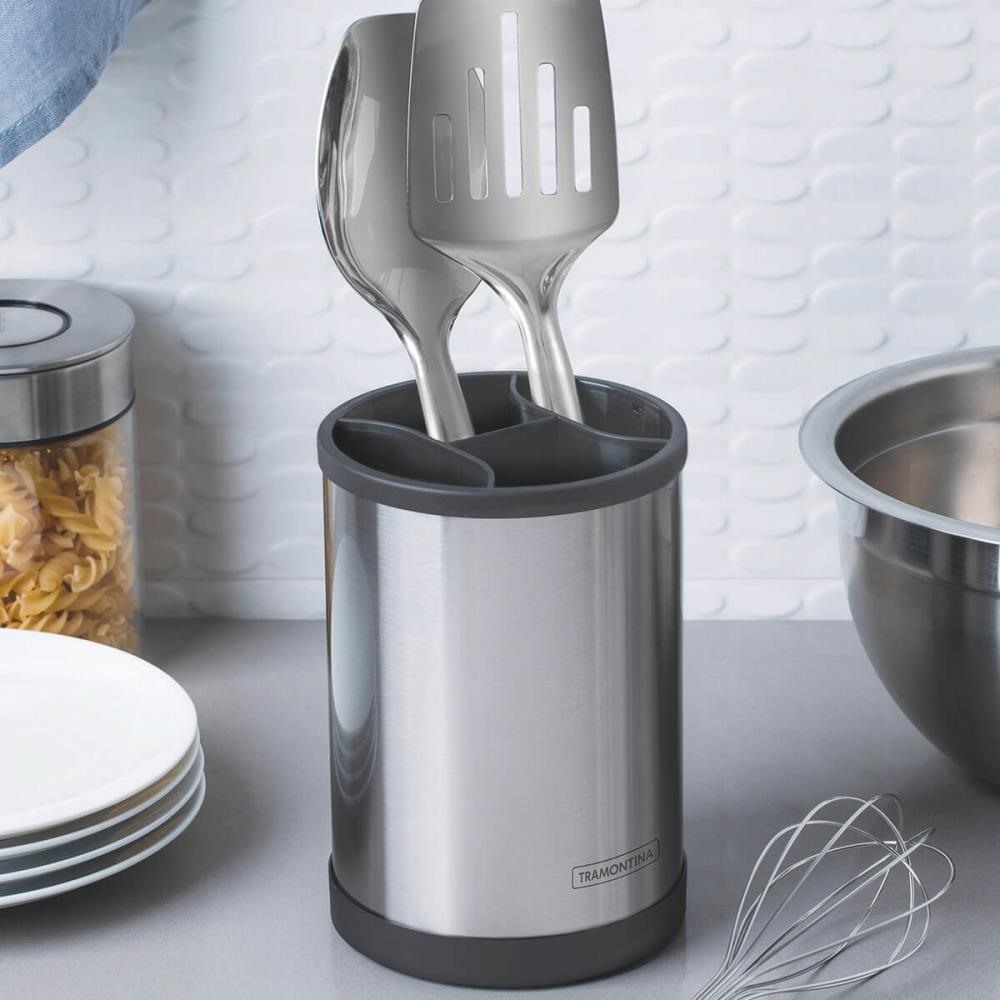 Porta Utensílios Giratório Tramontina Plurale Inox Organizador Suporte De Cozinha Premium · foto 2