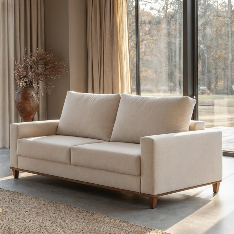 Sofá 3 Lugares em Linho com Molas Sala de Estar 180cm Vênus