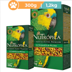 Ração Nutrópica Extrusados e Frutas para Papagaio 300g ou 1,2kg Alimento Super Premium