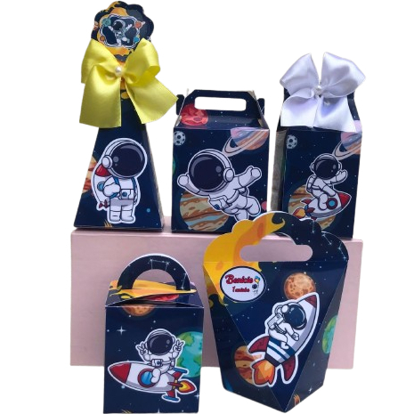 PEGUE E MONTE Kit de Caixinhas Personalizadas ASTRONAUTA Lembrancinhas Festa Mimos Infantil