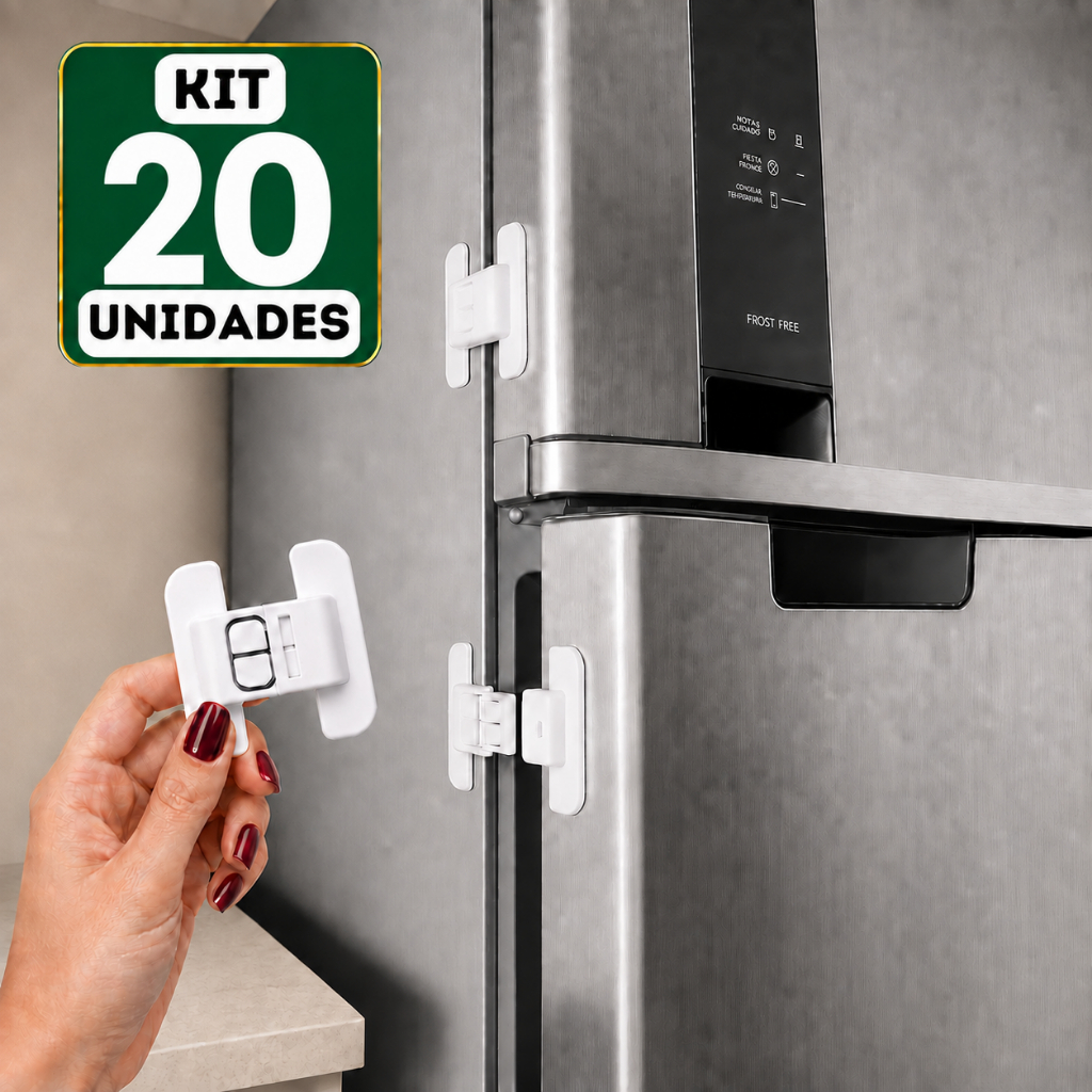 Trava de Segurança Infantil Kit 20 Unidades Armário Geladeira Proteção Crianças