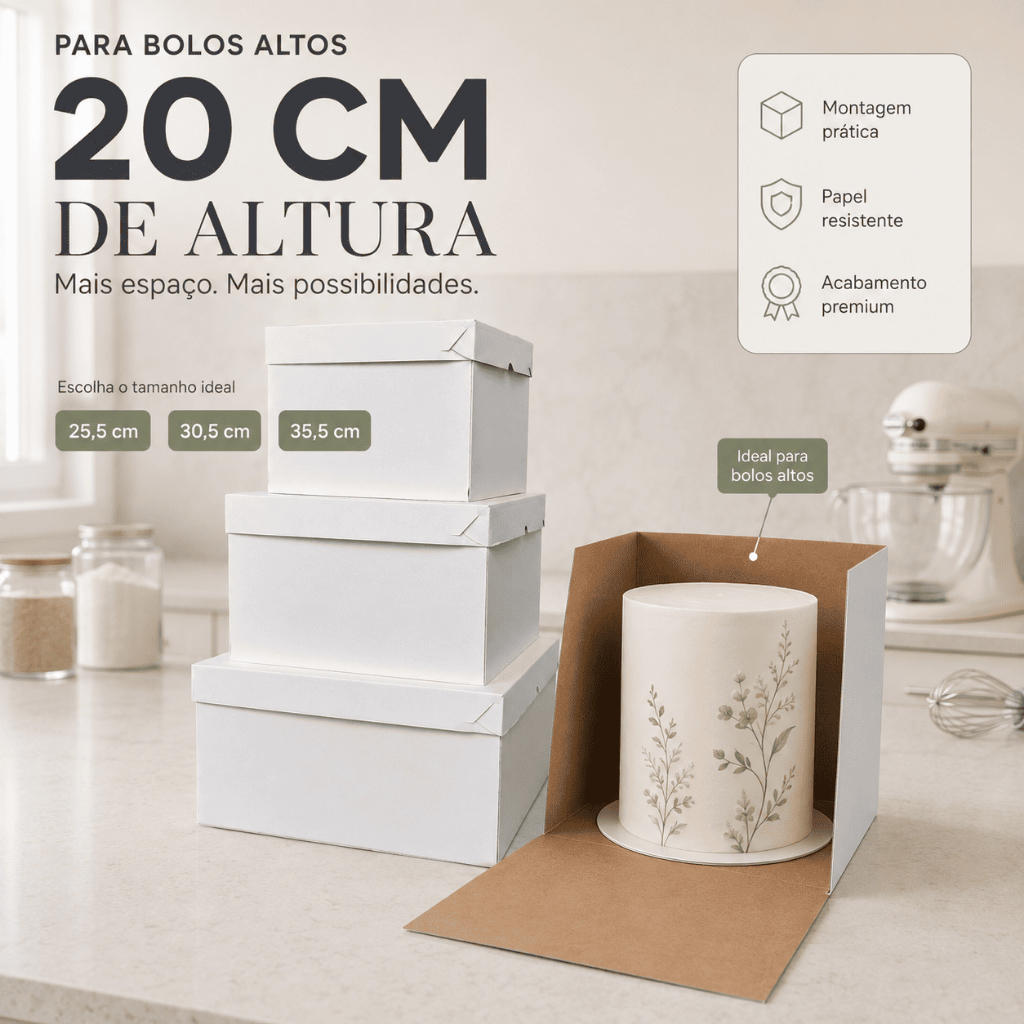 10 Caixas Com 20cm de Altura Para Bolos Altos, Resistente, bolos, tortas, Cake box Confeitaria - Varios tamanhos