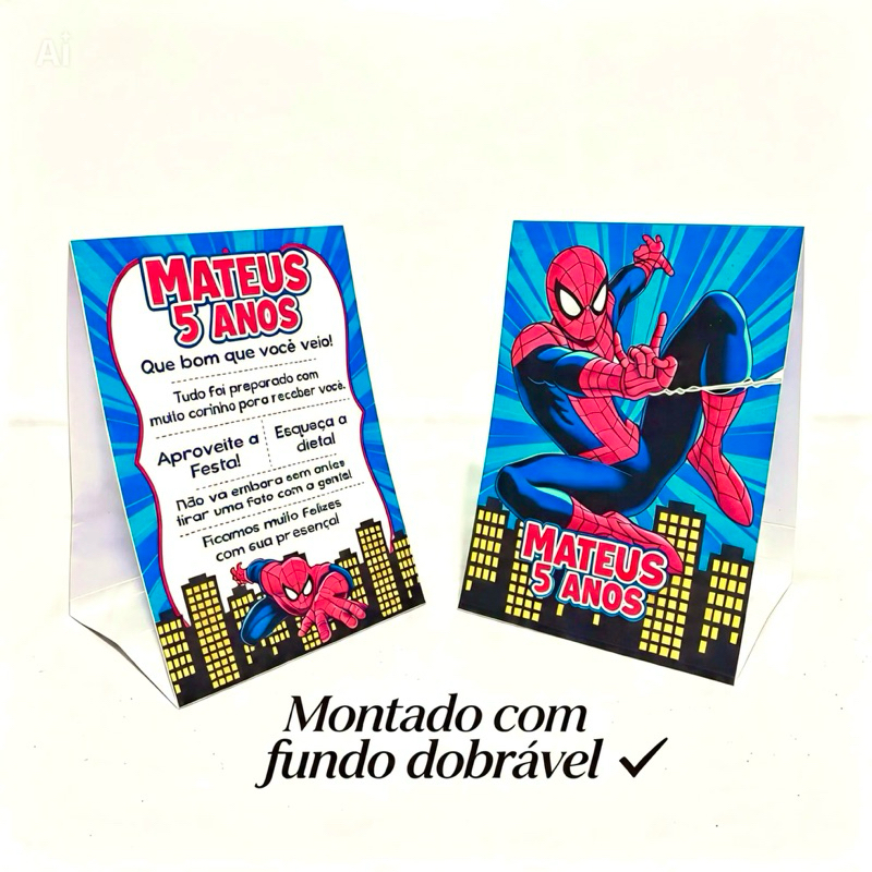 kit Plaquinhas de agradecimento- centro de mesa - Homem Aranha 10x14,5cm Festa - decoração