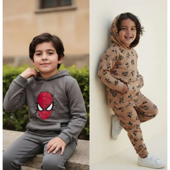 Conjunto Moletom Com Capuz e Calça Infantil Menino  100% Algodão