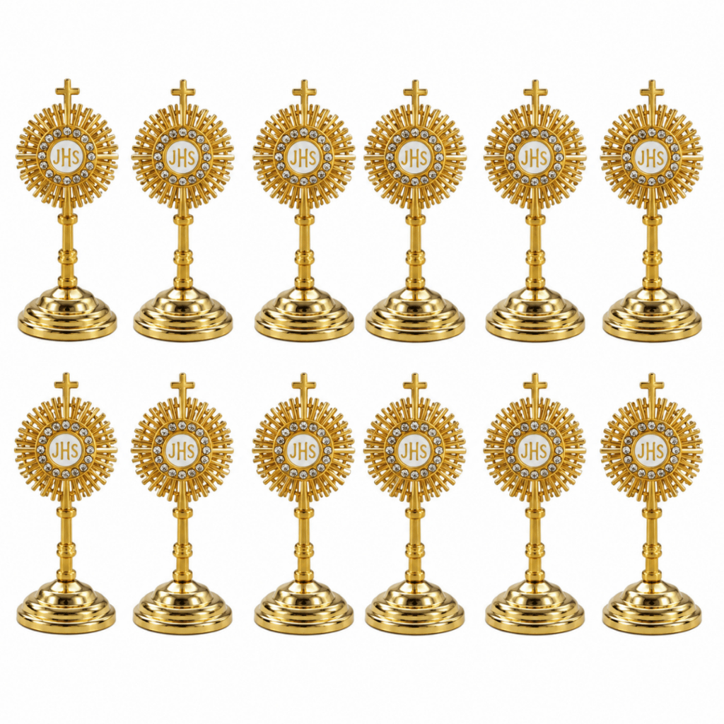 KIT com 12 PCS Ostensórios Eucaristia JHS de Metal Autocolante 6cm