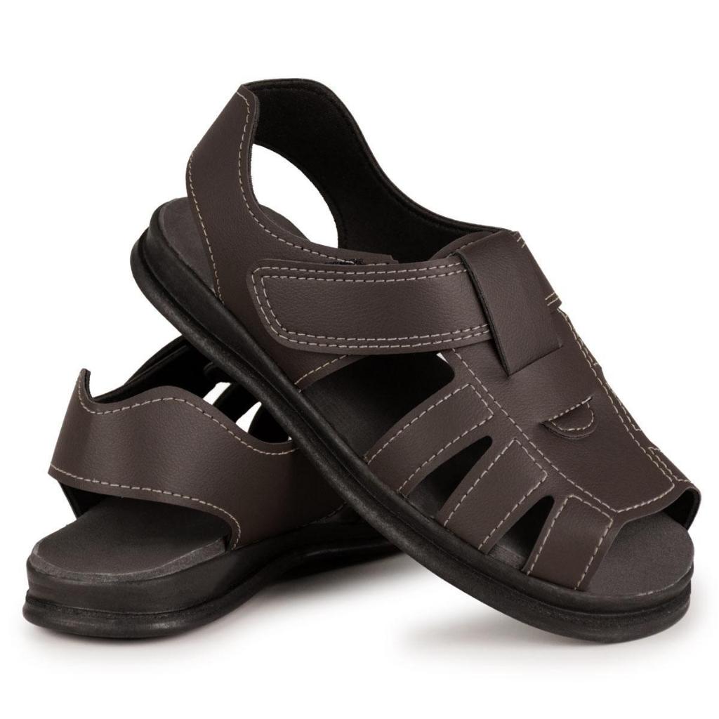 Sandália Masculina em Couro Legítimo Confortável Anatômica Antiderrapante Du Bless