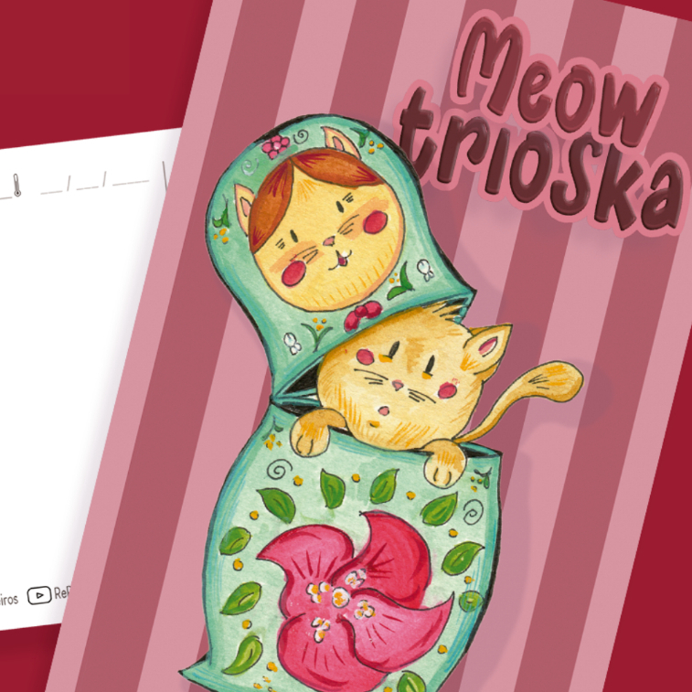 kit com 10 Cartões Postais [Miautrioska] Presente Decorativo Correspondência