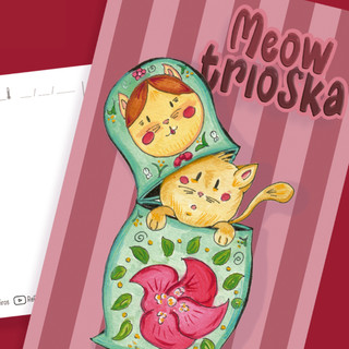 kit com 10 Cartões Postais [Miautrioska] Presente Decorativo Correspondência
