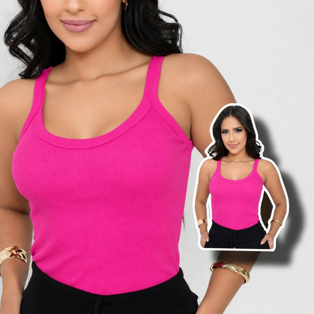 Regata Básica Alça Feminina Canelada Algodão Premium Americana Blusa Promoção