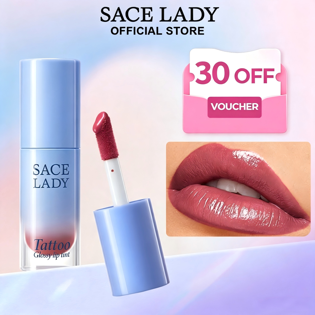 Gloss Labial Brilhante SACE LADY Não Pegajoso 16H Sem Transferência Brilho Vítreo