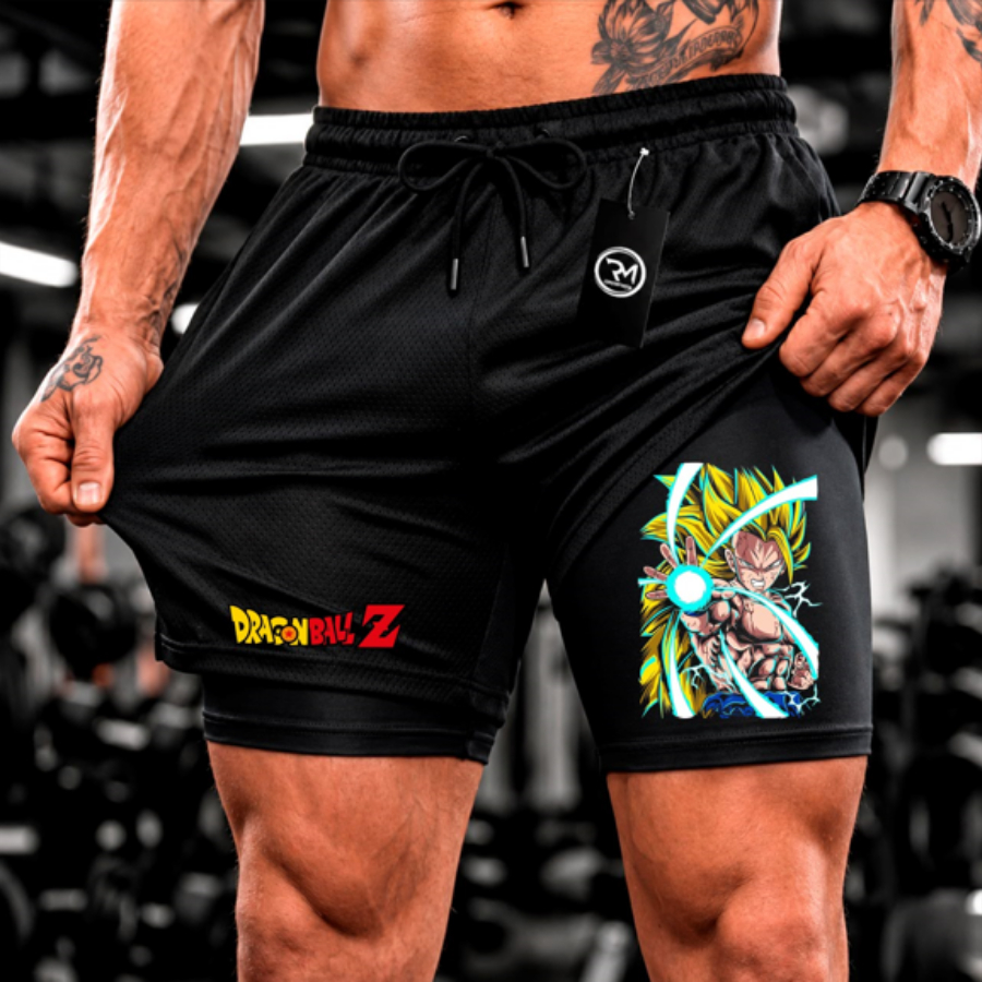 Bermuda Compressão Dragon Ball Academia Corrida Estampada Treino Masculina Short Fit Elastano Qualidade Premium