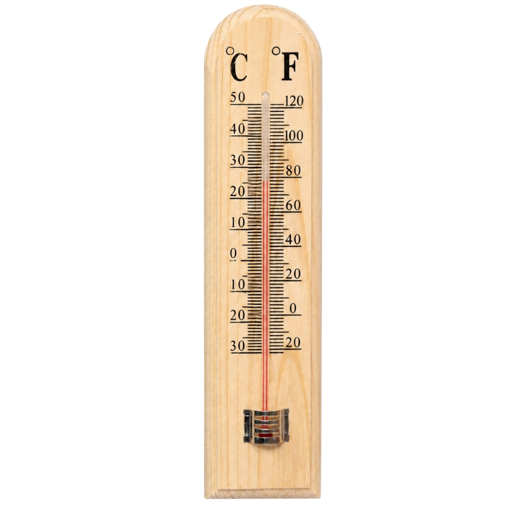 Termômetro De Madeira 19,5cm Para Ambiente Interno Externo Casa