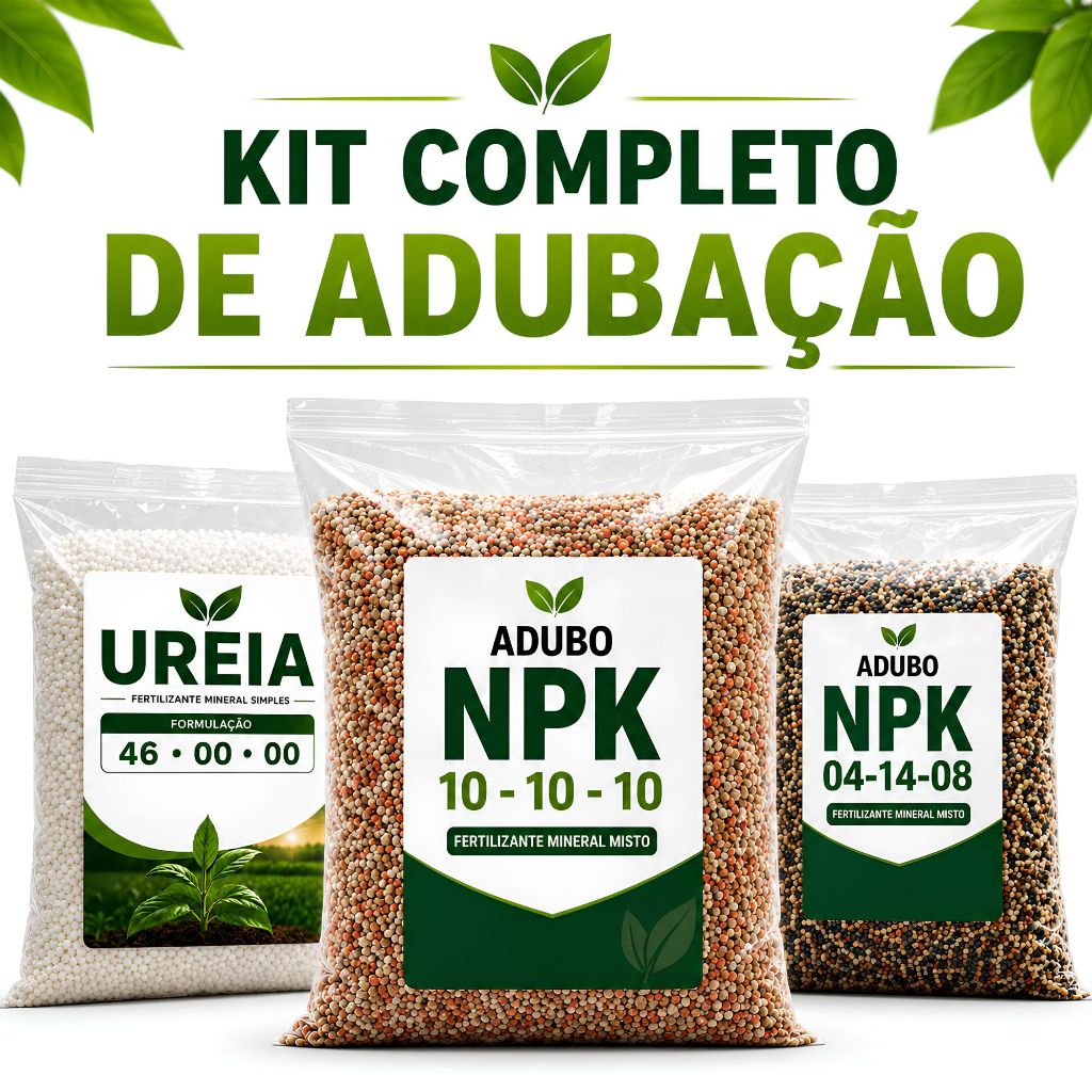 Kit Completo Adubação NPK + Ureia para Plantas I Frutíferas I Hortaliças I Horta I Gramados