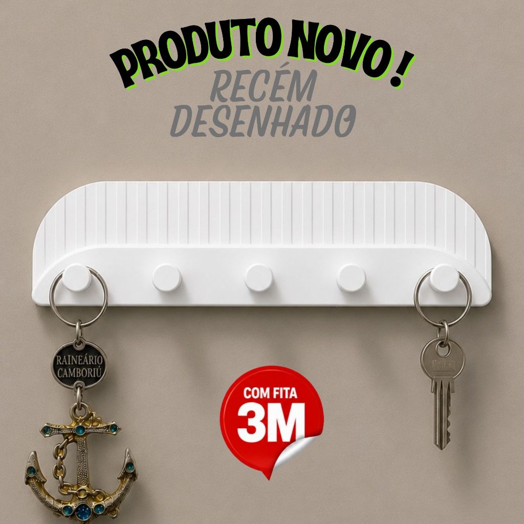 Porta chaves de parede adesivo sem furo moderno minimalista Organizador de Chaves Preto ou Branco