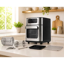 Fritadeira Elétrica Sem Óleo Air Fryer 12L Antiaderente Painel Digital Aço Inox Oven 360*