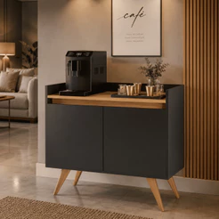Buffet Aparador 2 Portas Gold Preto/mel