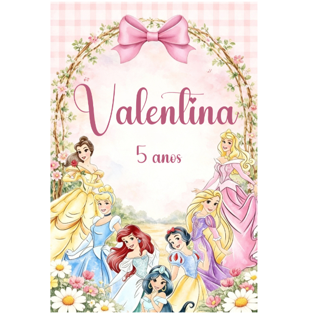 SAQUINHO METALIZADO PRINCESAS AQUARELA 12X18 PERSONALIZADO PARA LEMBRANCINHA FESTA INFANTIL ANIVERSÁRIO