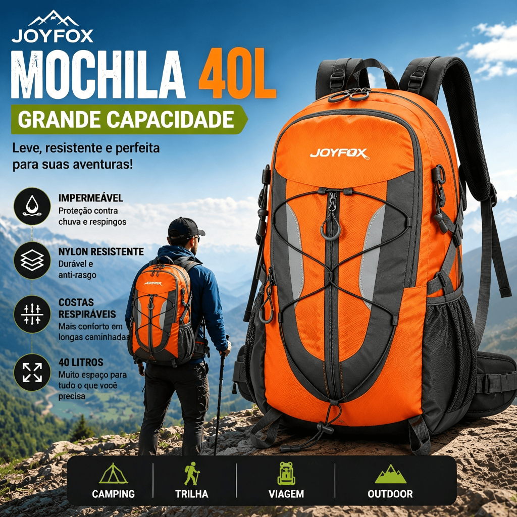 MochilaTrilha 40L Impermeável Esportiva Para Camping Viagem E Acampamento