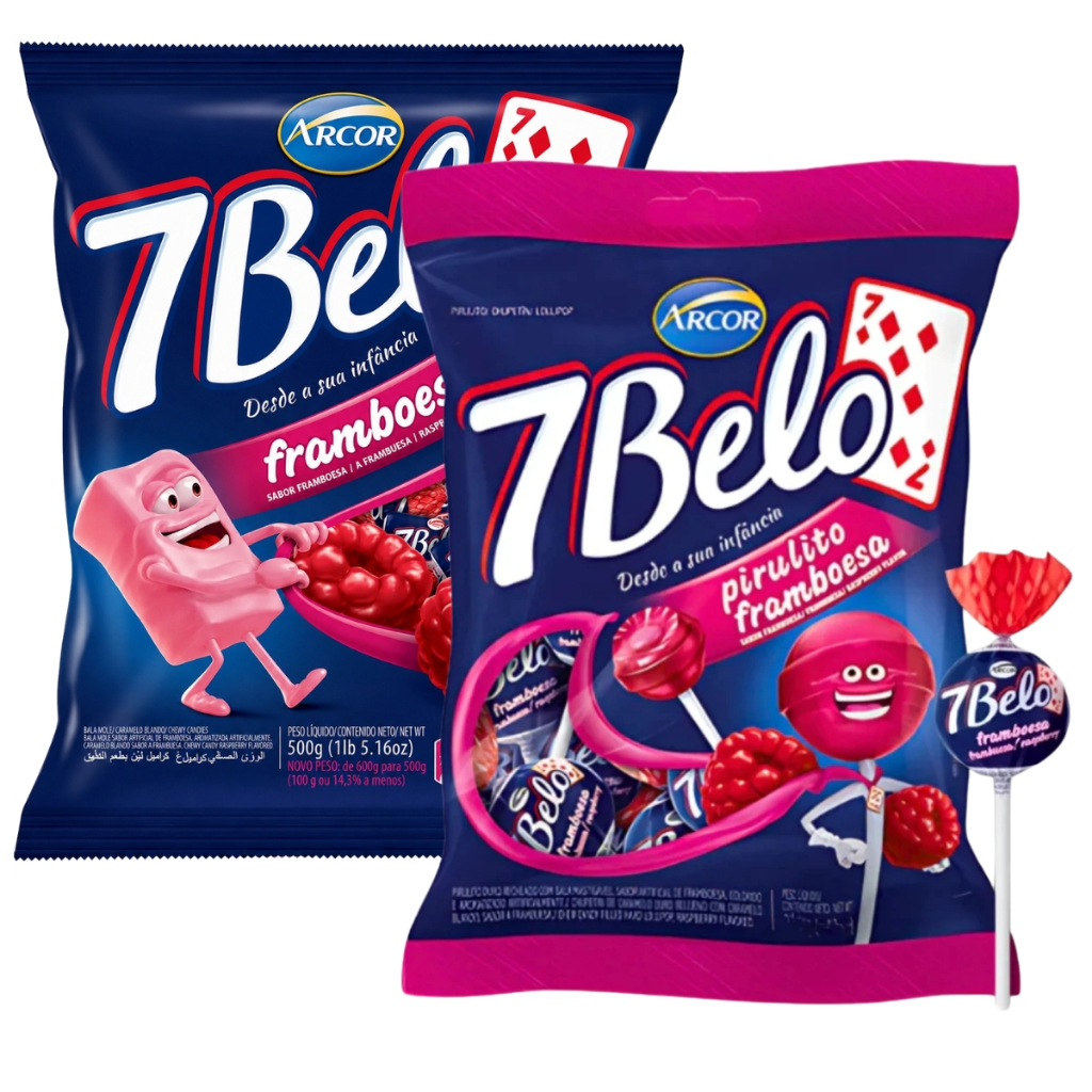 Kit Doces 7 Belo Framboesa 1 Pacote Balas + 1 Pacote Pirulitos Arcor