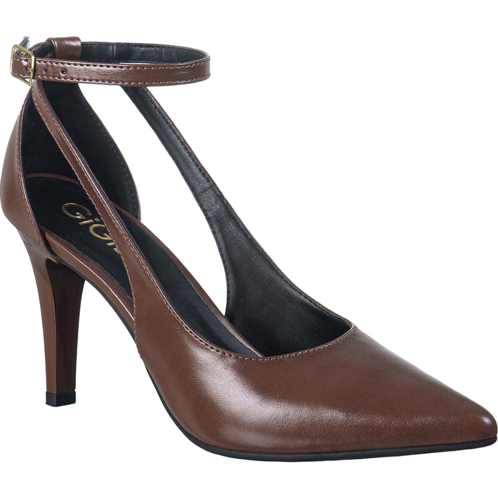 Scarpin Feminino Salto Fino Alto Agulha Bico Fino Tira Tornozelo Fivela Elegante