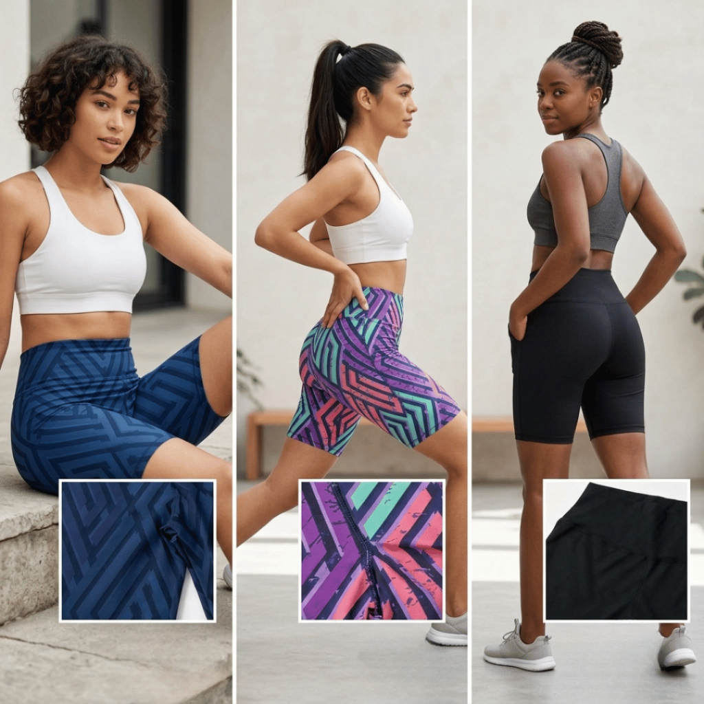 Bermuda Ciclista Feminina Fitness Estampada Cós Alto Academia Treino Poliamida Zero Transparência