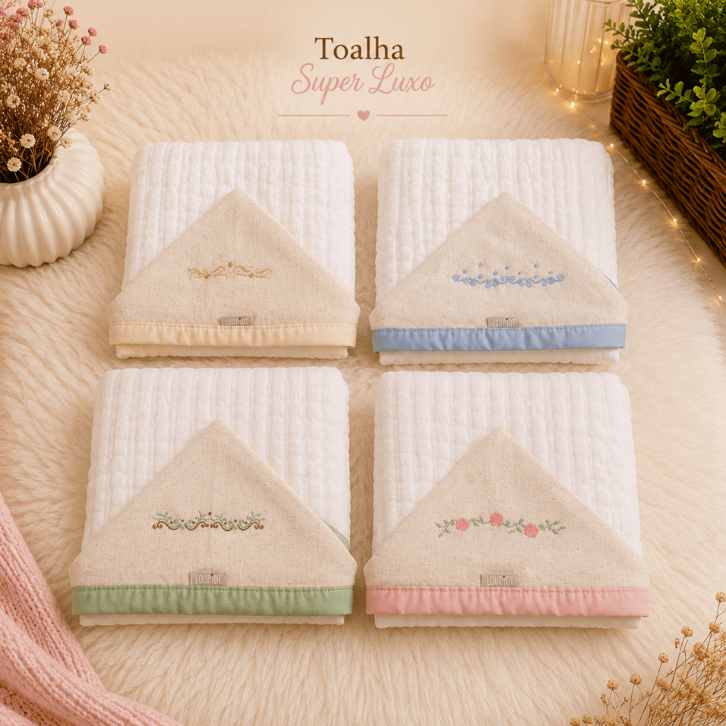 Toalha de Banho Bebê com Capuz 100% Algodão 3 Camadas Super Absorvente Recém-Nascido Menino Menina 100x85cm