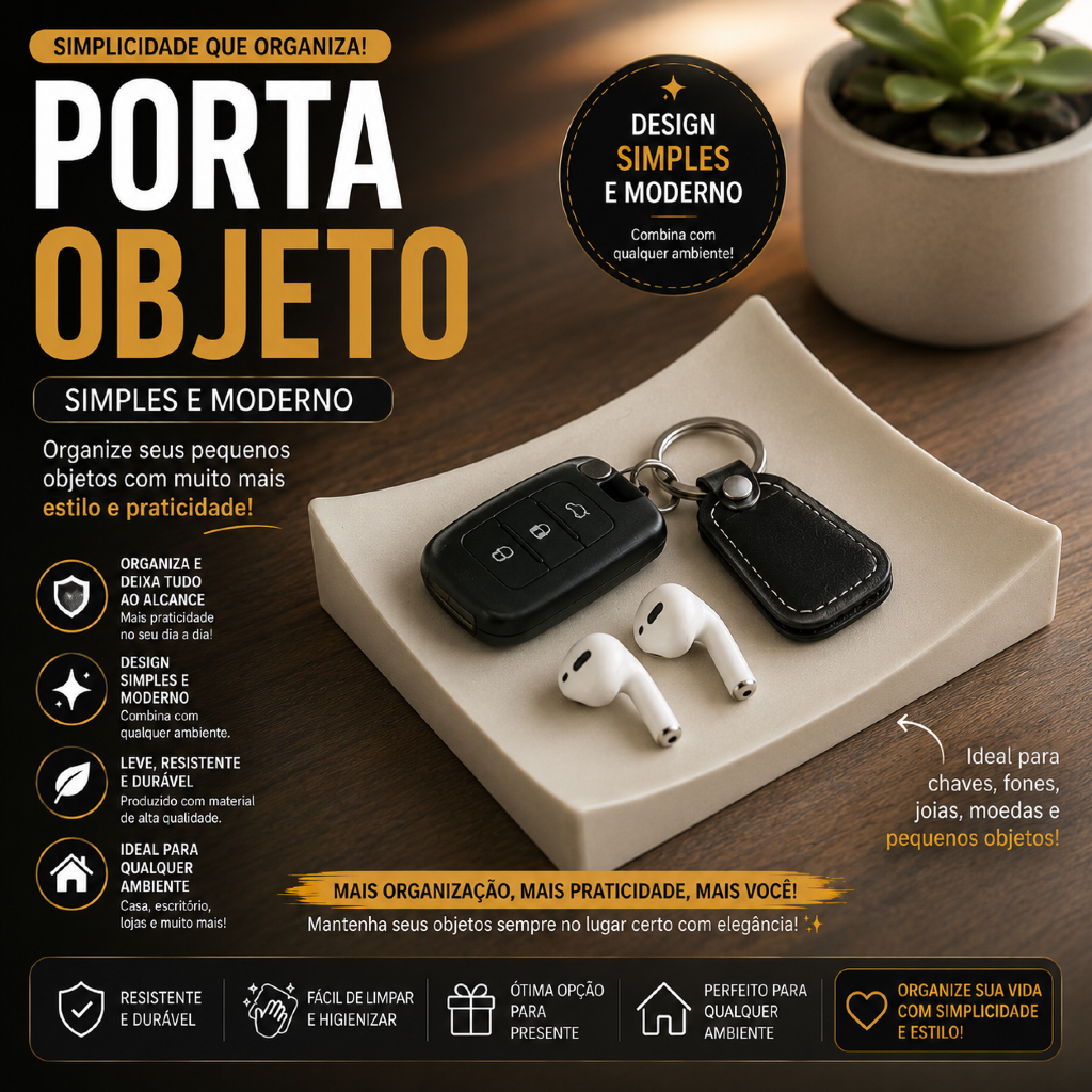 Organizador de Objetos | Organizador de Ambiente | Porta Objetos | Branco, Preto, Cinza, Bege e Vermelho