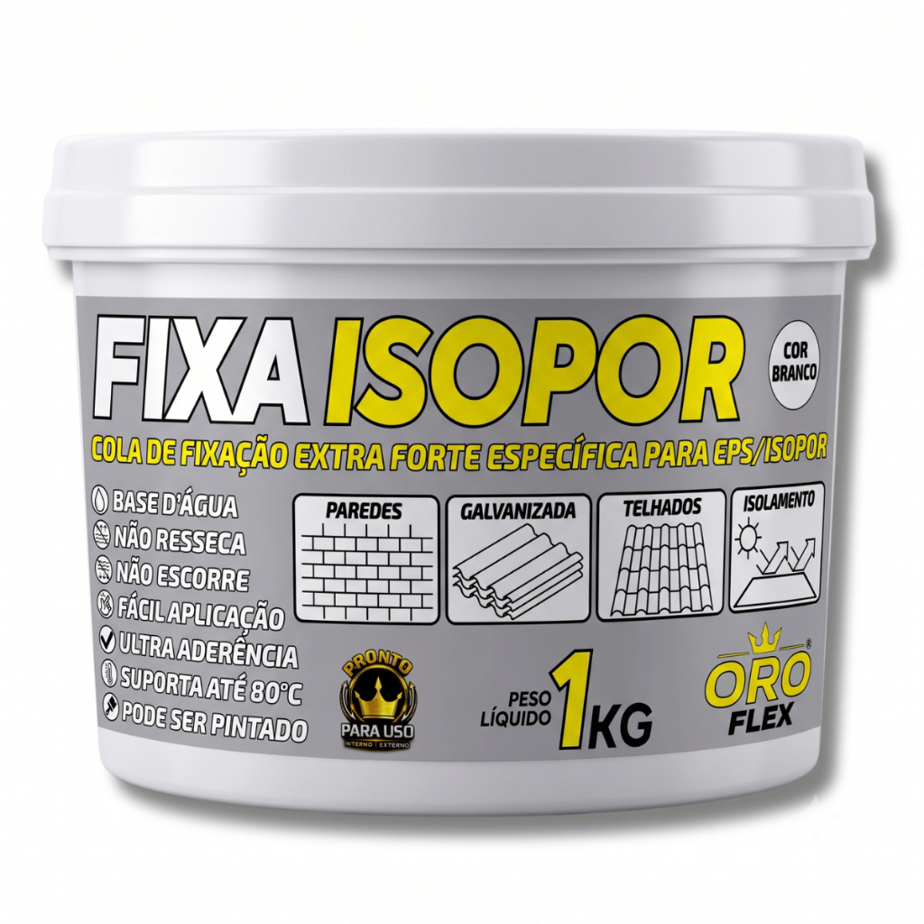 Cola Extra Forte FIXA ISOPOR em Telhados de Metal, Amianto, Zinco 1KG OROFLEX
