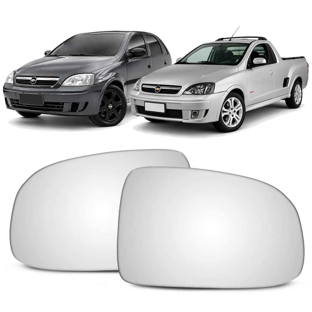 Lente Espelho Retrovisor Convexo Metalizado Com Base Corsa 2002 a 2012 Montana 2002 a 2010