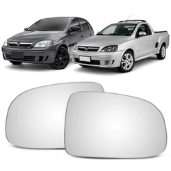 Lente Espelho Retrovisor Convexo Metalizado Com Base Corsa 2002 a 2012 Montana 2002 a 2010