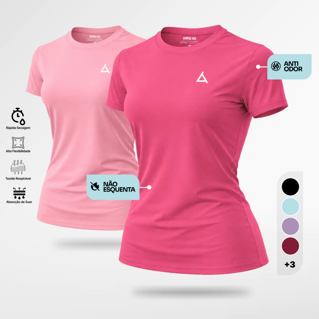 KIT 2 ou 1 Camiseta Feminina Dry Fit UV 50+ Blusas Baby Look Slim Camisas Academia Treino Musculação — imagem 1