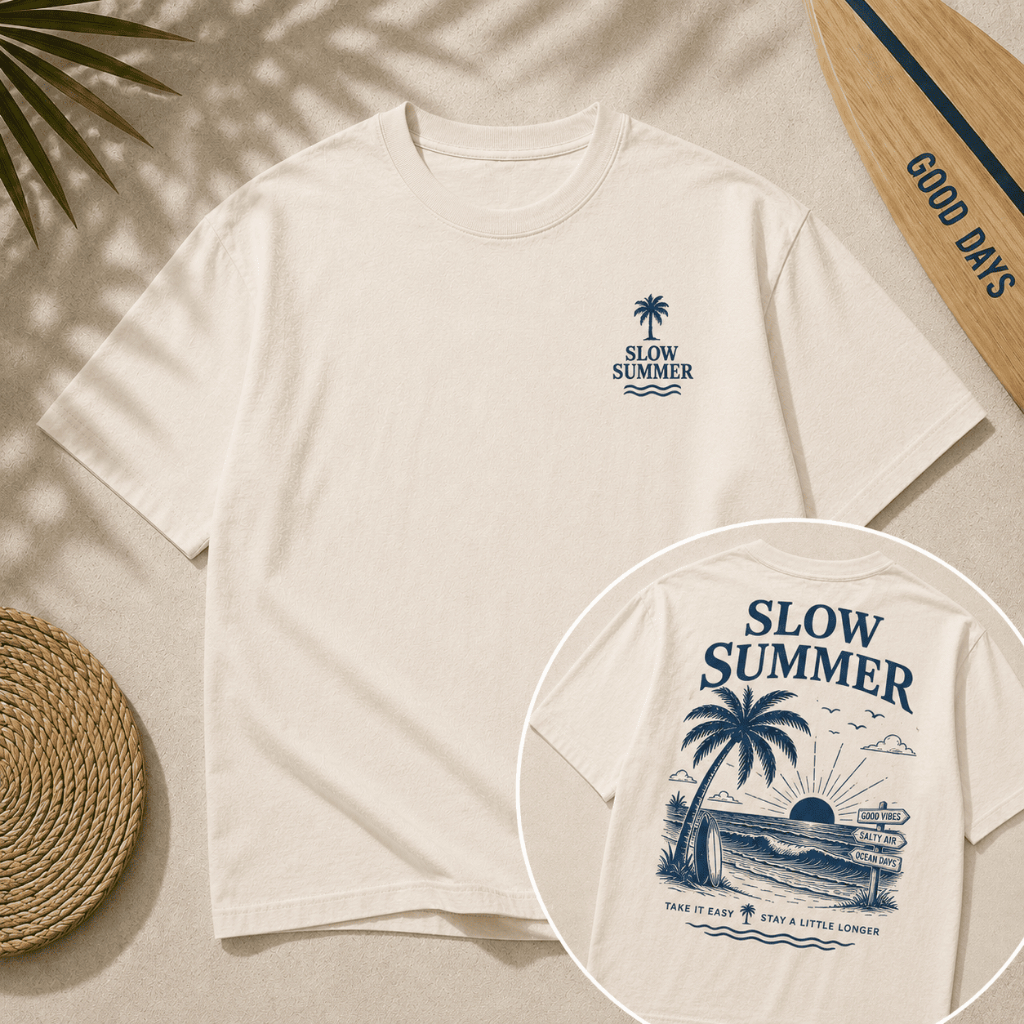Camiseta Oversized Masculina Verão Vintage Summer Beach Streetwear 100% Algodão Blusa Lifestyle Praia Férias