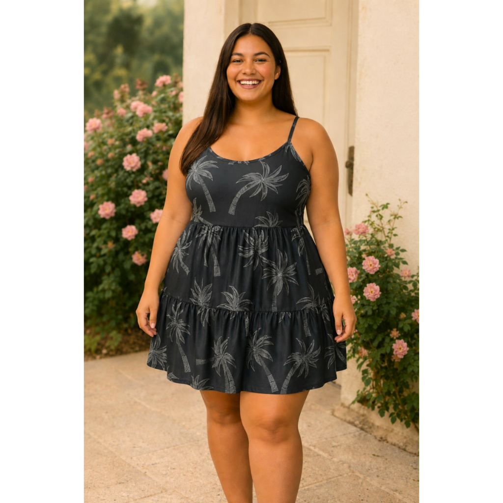 Vestido Casual Feminino Soltinho Curto de Alcinha Malha Fria Plus Size Vestido Verão 2025