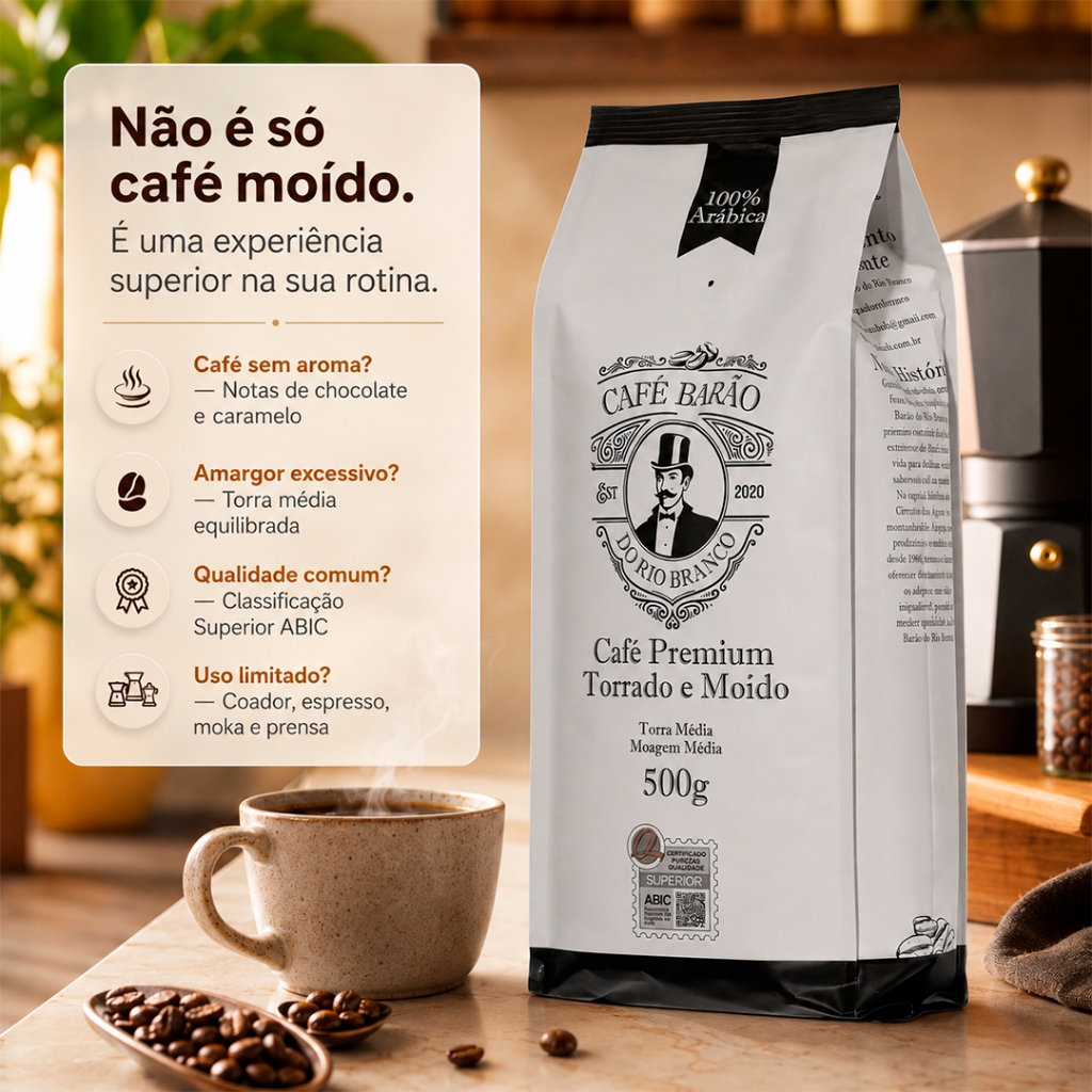 Café Superior Barão Do Rio Branco Especial 100% Arábica Moído 500g | Torra Média — imagem 2 de 2