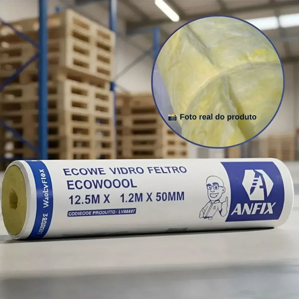 Lã De Vidro Isolamento Térmico E Acústico 50mm Rolo 15m2 Termoacústica- 1 Und Por Compra
