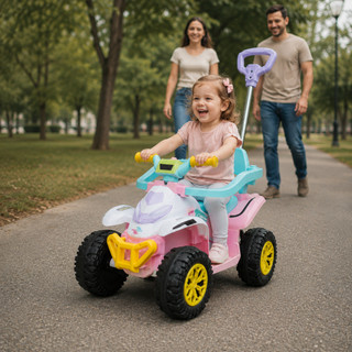 Quadriciclo  Infantil Princesas Unitoys Com Empurrador com Aro Protetor Som Musical Luz