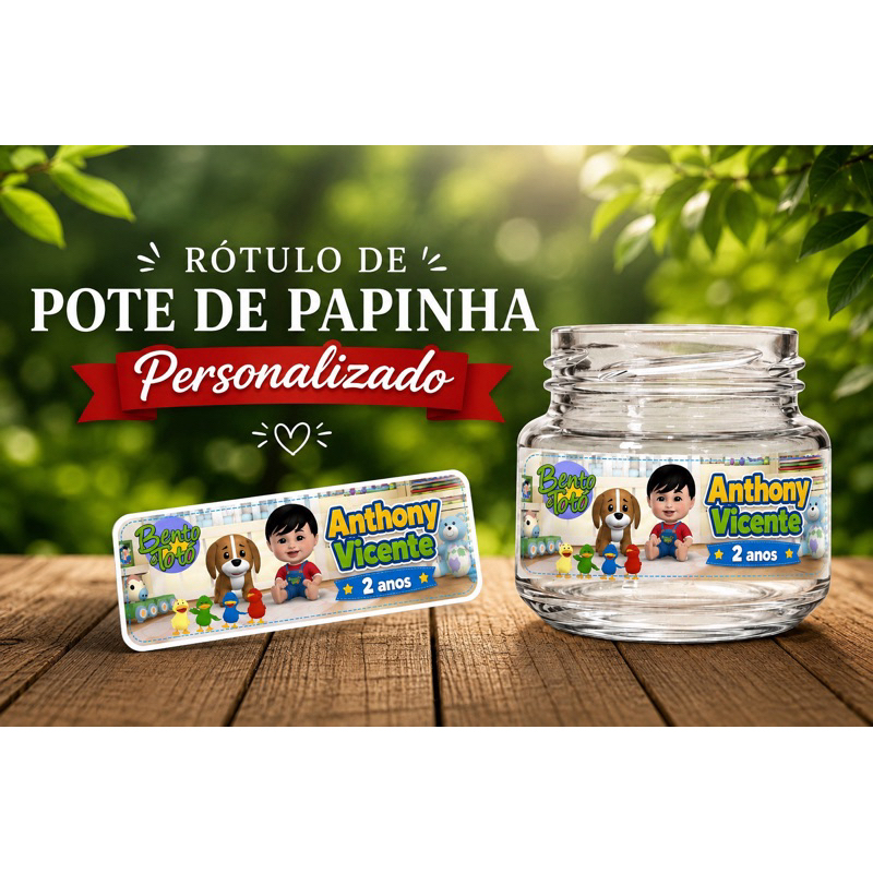 Rótulo Personalizado para Pote de Papinha | Adesivo Infantil Personalizado | Lembrancinha de Festa