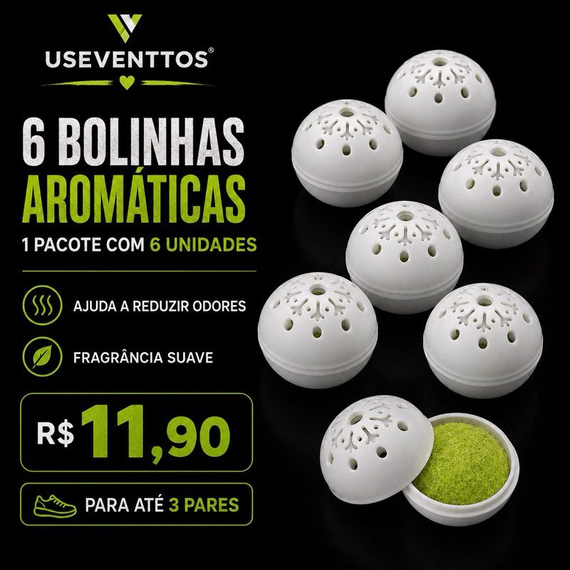 6 Bolinhas Aromáticas para Tênis e Sapatos | Ajuda a Reduzir Odores | Useventtos