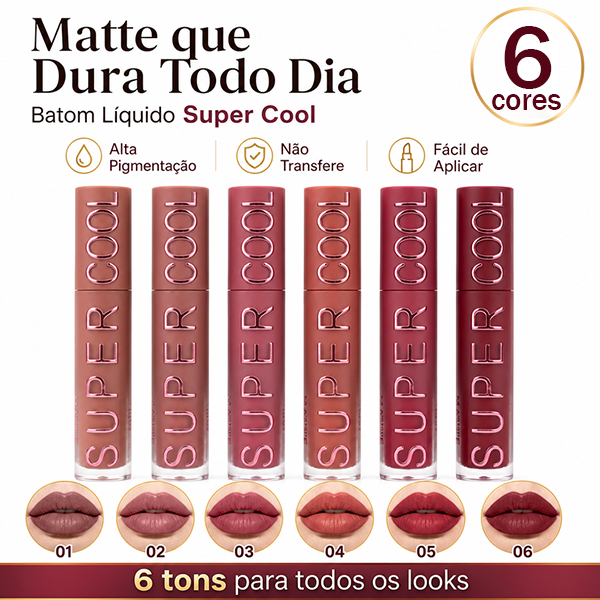 Amor Anjo 6 Cores Batom Líquido Veludo - Alta Pigmentação, À Prova D'água e Hidratante
