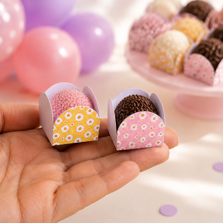 Forminhas para Doces Margaridas | Docinhos | 4 Pétalas | Forminha para Brigadeiro | Festa Infantil