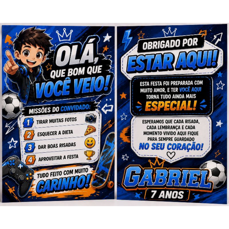 Kit de plaquinha Bola e game centro de mesa Personalizados /Lembrancinha de Festa /Aniversário
