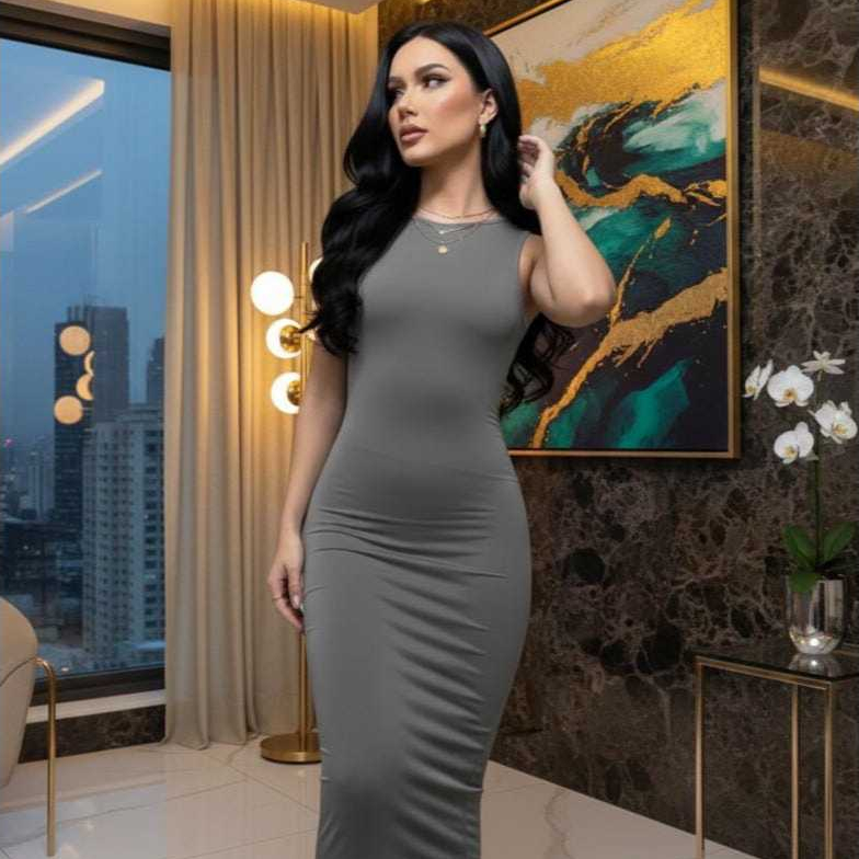 Vestido Verão Suplex Costa Aberta Chique Gringa LUANA Carnaval Femenino Colado Sexy Laçamento Balada