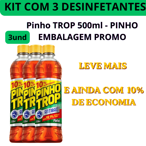 KIT UAU 3UN DESINFETANTE PINHO TROP PINHO 500ML - PROMO