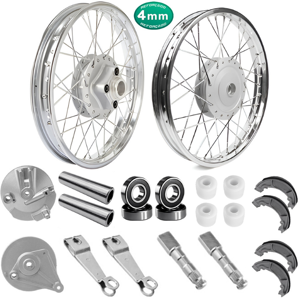 Par Aro Roda Completa Raio 4mm Cromado Titan 00/04 Fan 125 04/08 + Peças
