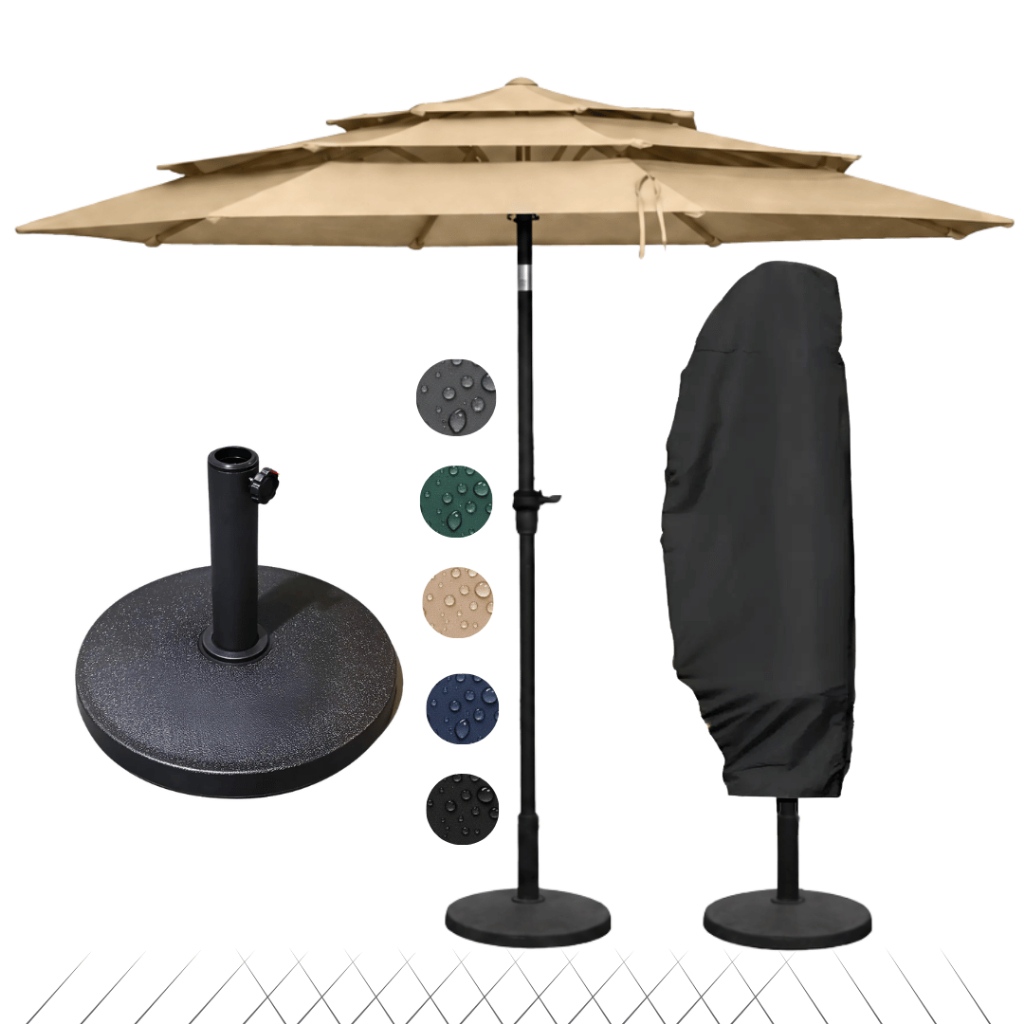 Ombrelone 2,70m 3camadas Base12kg + Capa Kit Jardim Piscina