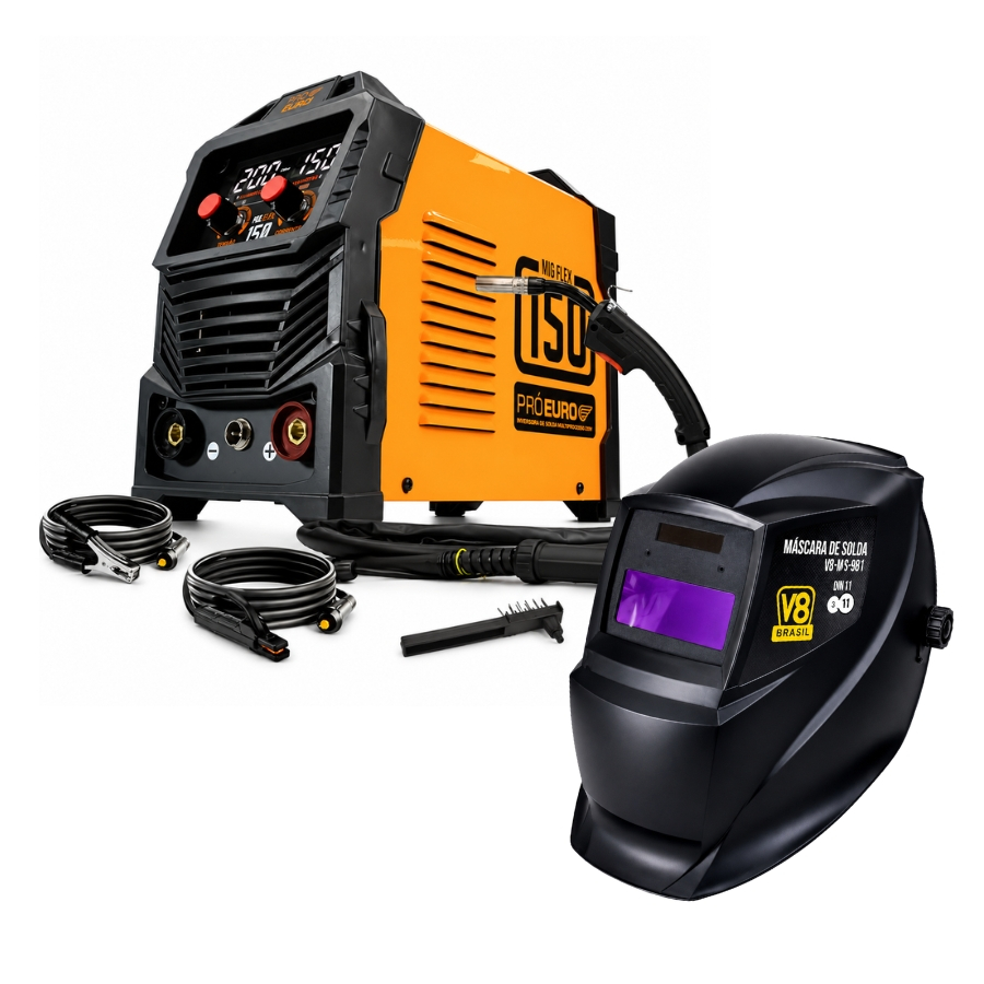 Kit Máquina Multiprocesso 3 em 1 MIG 150A + Máscara Automática SR1 - Pró Euro