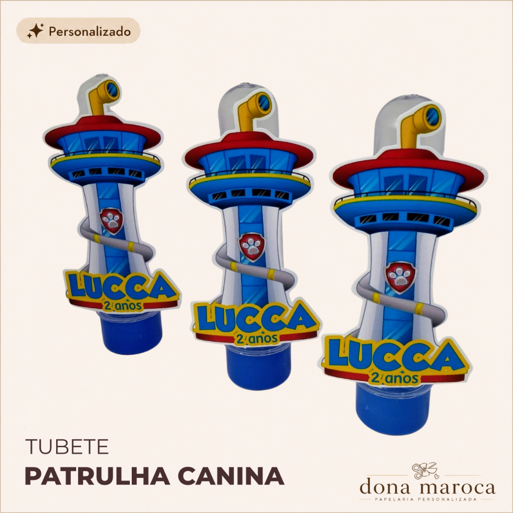 Tubete Personalizado Patrulha Canina | Lembrancinha Aniversário Infantil Patrulha Canina