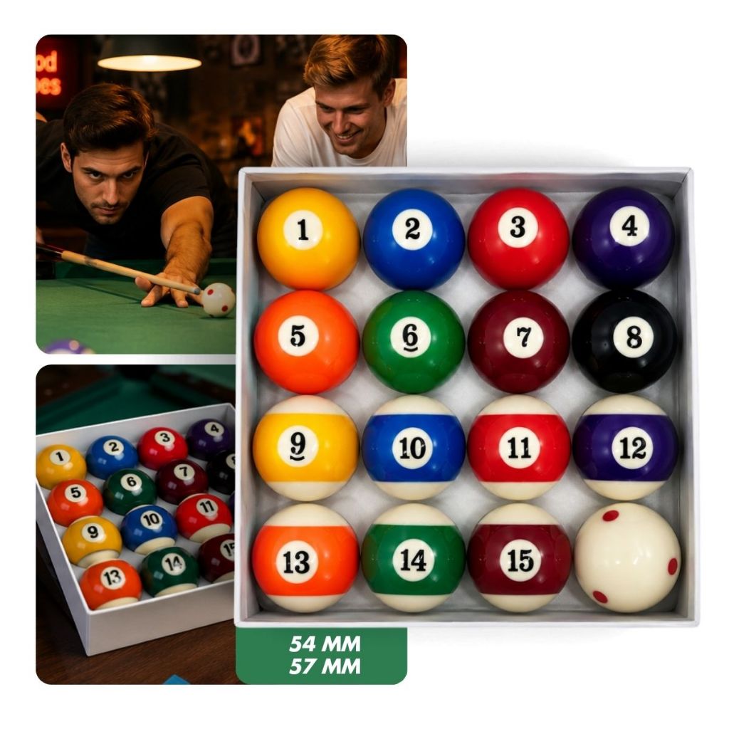 Jogo Bolas Bilhar Sinuca Numerada Com Bolão Branco Snooker Profissional
